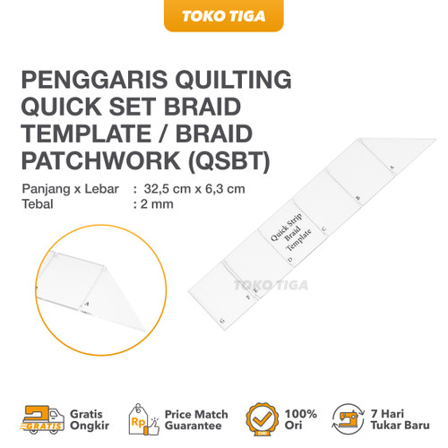 Penggaris Quilting Quick Set Braid Template / Braid Patchwork (QSBT)