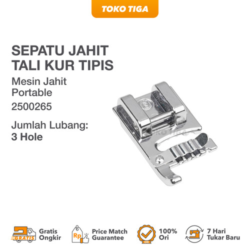 Sepatu Jahit Tali Kur Tipis Lubang 3 / Cording Foot 3 Hole Merk Singer