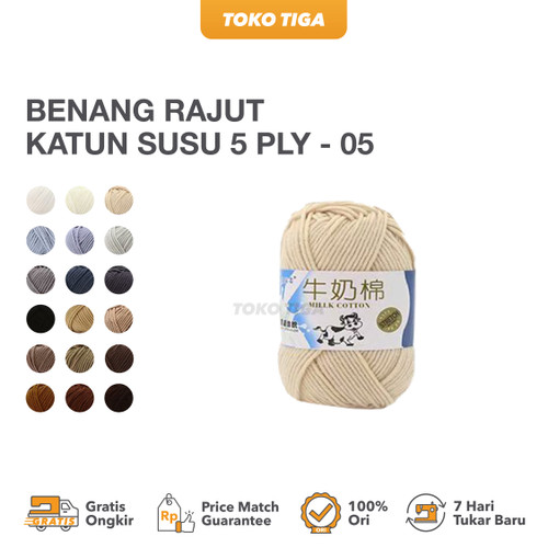 Benang Rajut Katun Susu 5 ply / Milk Cotton Yarns Import - 4 (MCP5)