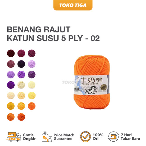 Benang Rajut Katun Susu 5 ply / Milk Cotton Yarns Import - 2 (MCP5)