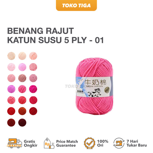 Benang Rajut Katun Susu 5 ply / Milk Cotton Yarns Import - 1 (MCP5)