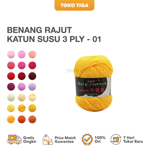 Benang Rajut Katun Susu 3 ply / Milk Cotton Yarns Import 01 (MCP3)