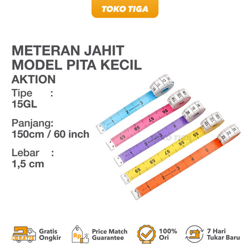 Meteran Jahit / Kain / Badan Model Pita Kecil 150 cm AKTION