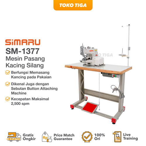 Mesin Jahit Pasang Kancing Silang SIMARU SM1377 / SM 1377 Industrial