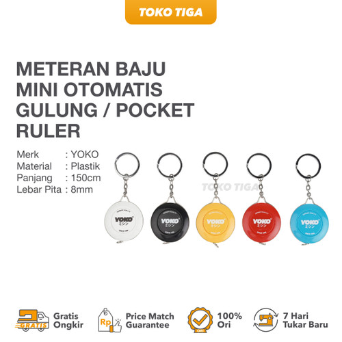 Meteran Baju Mini Otomatis Gulung / Pocket Ruler 150 cm YOKO