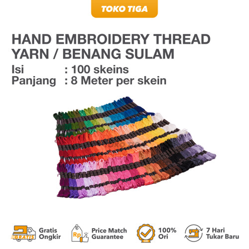 Benang Sulam / Hand Embroidery Thread Yarn Set Isi 100 Warna