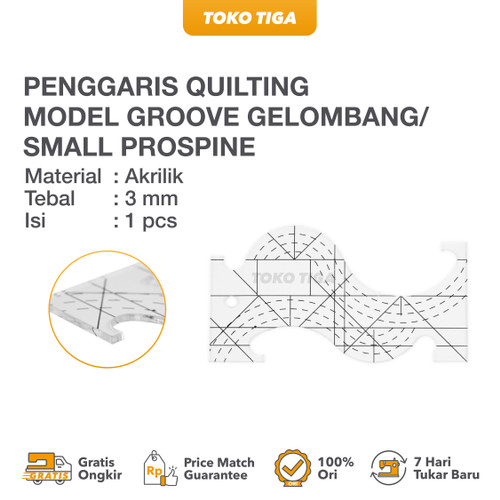 Penggaris / Small ProSpine Quilting Template Groove Gelombang (QGPSSM)