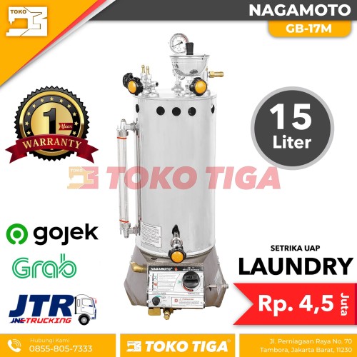 Setrika Uap - Steam Boiler Laundry Otomatis 15 Liter NAGAMOTO GB-17M