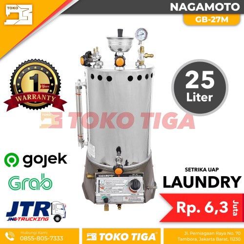 Setrika Uap - Steam Boiler Laundry Otomatis 25 Liter NAGAMOTO GB-27M