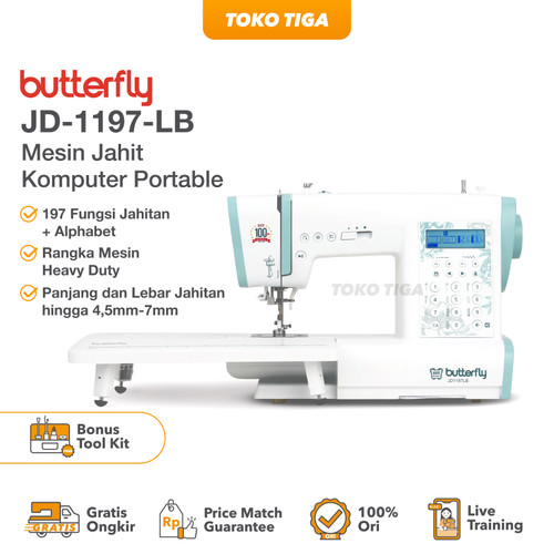 Mesin Jahit BUTTERFLY JD1197LB/JD 1197LB (Digital & Computerised)