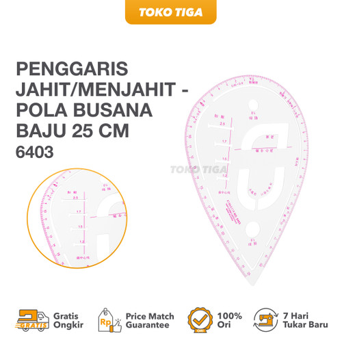 Penggaris Jahit/Menjahit - Pola Busana Baju 25 cm - 6403