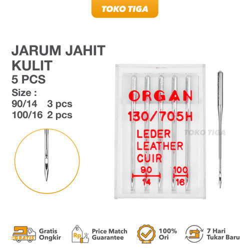 Organ Needles Leather - Jarum Jahit Bahan Kulit (Mesin Jahit)