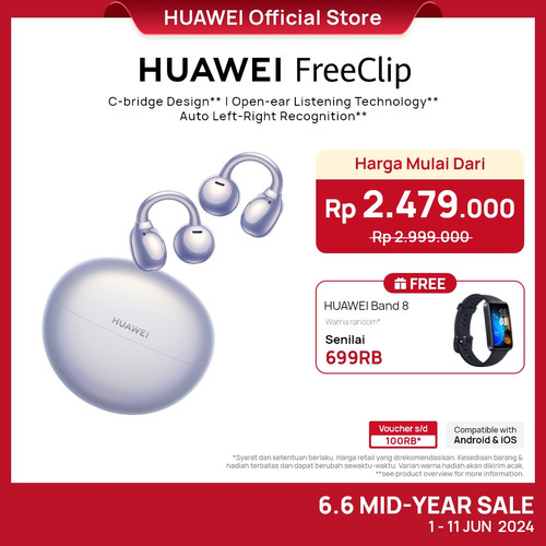 HUAWEI FreeClip Open-Ear TWS Earphone | C-Bridge Design | 36h Battery