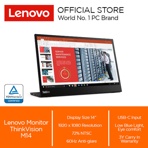 Lenovo Monitor ThinkVision M14 14" IPS 60Hz