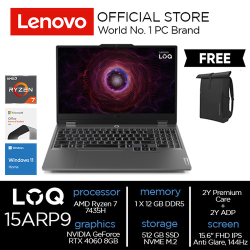 Lenovo LOQ 15ARP9 Ryzen 7 7435HS 12GB 512GB RTX 4060 8GB