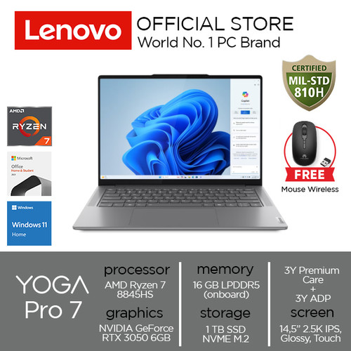 Lenovo Yoga Pro 7 14AHP9 Ryzen 7 8845HS 16GB 1TB RTX 3050 6GB Touch