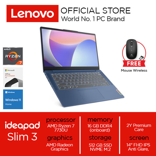 Lenovo IdeaPad Slim 3 14ABR8 Ryzen 7 7730U 16GB 512GB W11 OHS