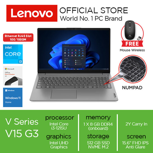 Lenovo V15 G3 IAP i3-1215U 8GB 512GB W11 OHS