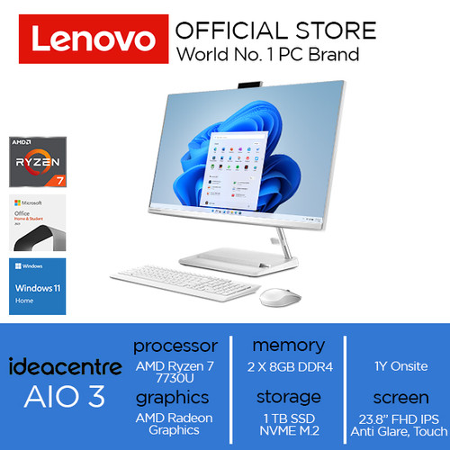 Lenovo IdeaCentre AIO 3 24ALC6 Ryzen 7 7730U 16GB 1TB W11 OHS Touch