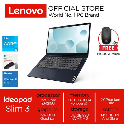 Lenovo IdeaPad Slim 3i 14IAU7 Core i3-1215U 8GB 512GB W11 OHS