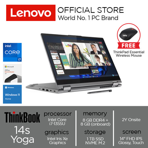 Lenovo ThinkBook 14s Yoga G3 IRU Core i7-1355U 16GB 1TB W11 OHS