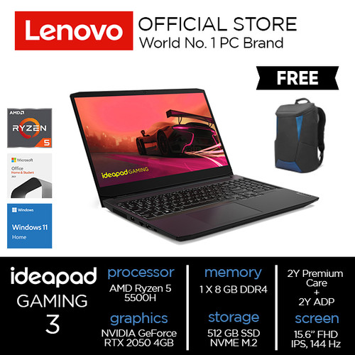 Lenovo IdeaPad Gaming 3 15ACH6 Ryzen 5 5500H 8 512 RTX 2050 4GB W11OHS