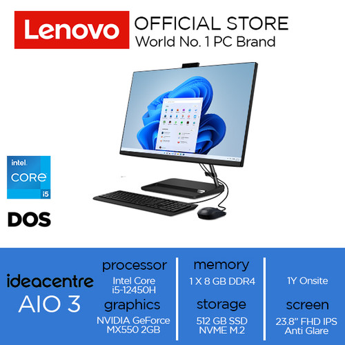 Lenovo IdeaCentre AIO 3 24IAP7 Core i5-12450H 8GB 512GB MX550 DOS