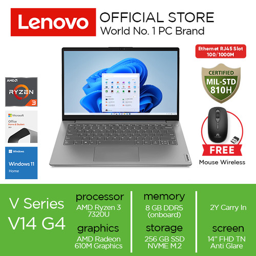 Lenovo V14 G4 AMN Ryzen 3 7320U 8GB 256GB W11+OHS