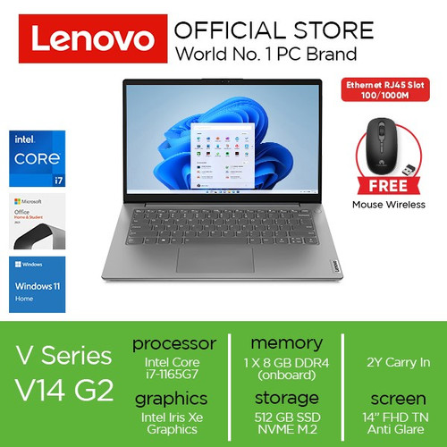 Lenovo V14 G2 ITL Core i7-1165G7 8GB 512SSD W11 OHS