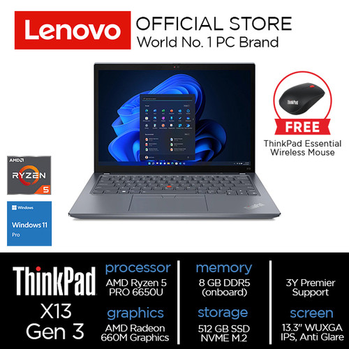 Lenovo ThinkPad X13 Gen 3 (AMD) Ryzen 5 PRO 6650U 8GB 512GB SSD W11Pro