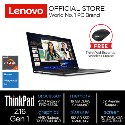 Lenovo ThinkPad Z16 Gen 1 Ryzen 7 PRO 6850H 16GB 512GB RX 6500M W11Pro