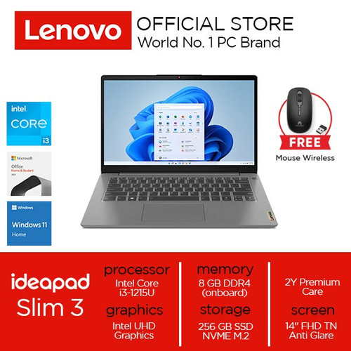 Lenovo IdeaPad Slim3i 14IAU7 Core i3-1215U 8GB 256SSD Win11 OHS