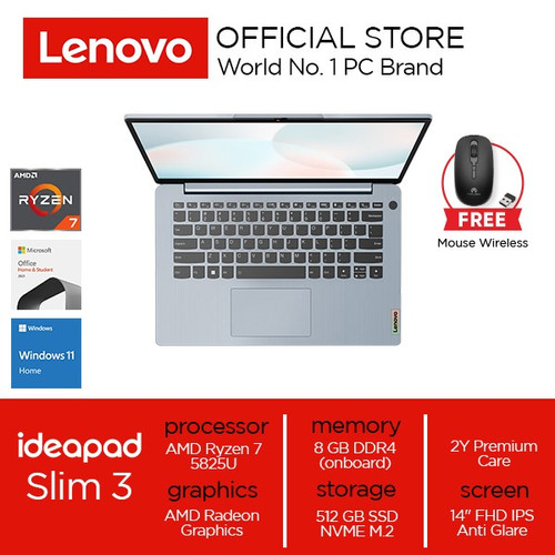 Lenovo IdeaPad Slim3 14ABA7 Ryzen 7 5825U 8GB 512GB SSD Win 11 OHS