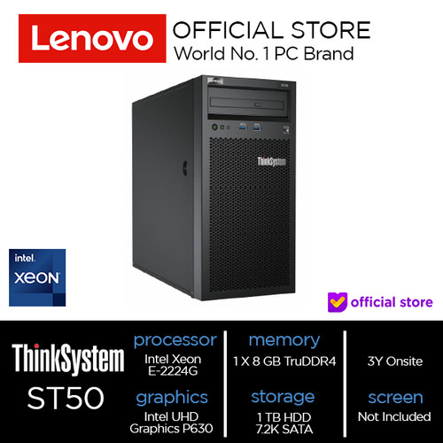 Lenovo ThinkSystem V2 ST50 Server Intel Xeon E-2224G 8 GB 1 TB SATA