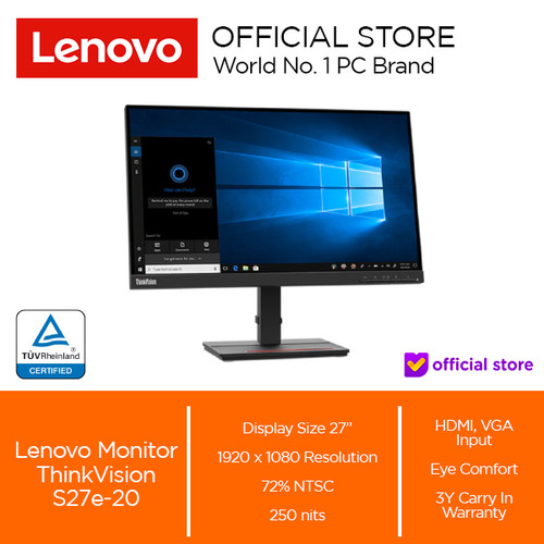 Lenovo Monitor ThinkVision S27e-20 60Hz IPS 4ms 27"