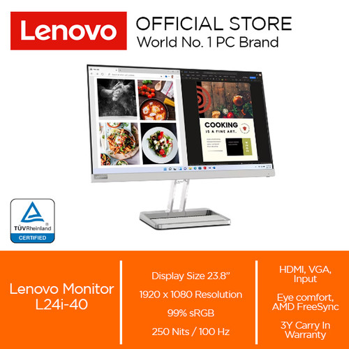 Monitor LED LENOVO L24i-40 24" IPS 1080p 100Hz VGA HDMI Speaker ,VESA