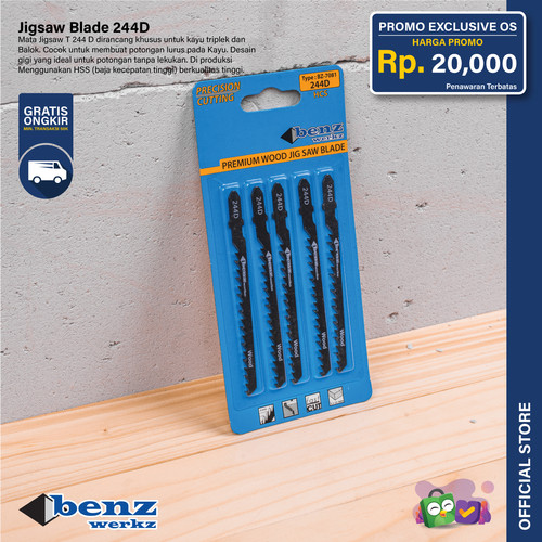 5 Pcs Mata Gergaji Kayu Jigsaw Blade 244D HCS Wood Benz Werkz