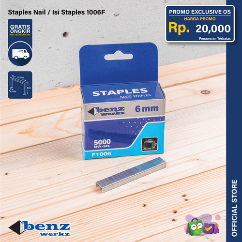 Isi Staples Tembak 1006F 6 mm 5000 Pcs / Staples Nail Benz Werkz