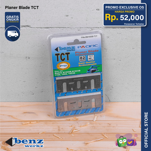 [2Pcs] Mata Pisau Mesin Serut 82mm TCT Asah / Planer Blade by BENZ