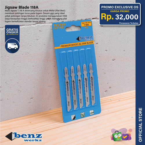 5 Pcs Mata Gergaji Jigsaw Blade 118A HSS Metal Benz Werkz