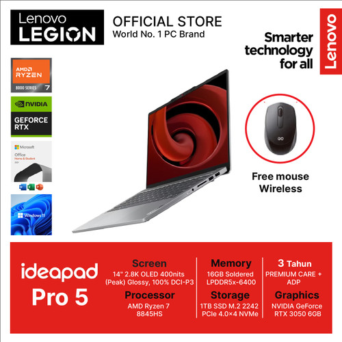 Lenovo IdeaPad Pro 5 14AHP9 Ryzen 7 8845HS 16GB 1TB RTX 3050 6GB 14.0 OLED