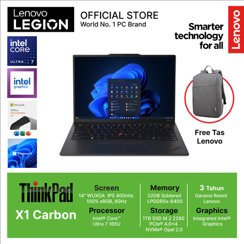 Lenovo Thinkpad X1 Carbon Gen 12 2024 Intel Ultra 7 165U 32GB 1TB 14" Windows 11 Pro Touch