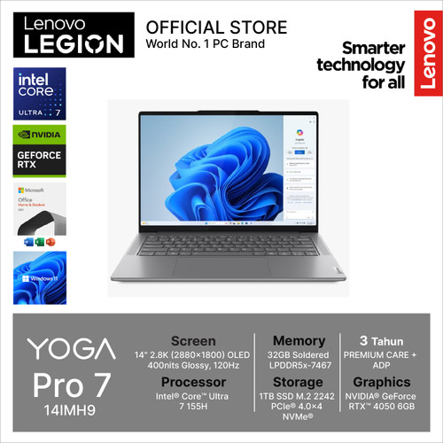 Lenovo Yoga Pro 7 14IMH9 OLED ULTRA 7 155H RTX4050 6GB/ 32GB 1TB W11+OHS 120HZ