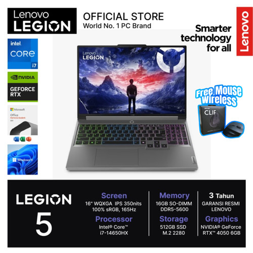 Legion 5 16IRX9 I7 14650HX RTX4050 6GB/ 16GB 512GB W11 OHS 100SRGB