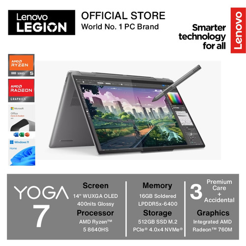 LENOVO YOGA 7 2-in-1 14AHP9 RYZEN 5 8640HS 16GB 512GB W11 OHS WUXGA