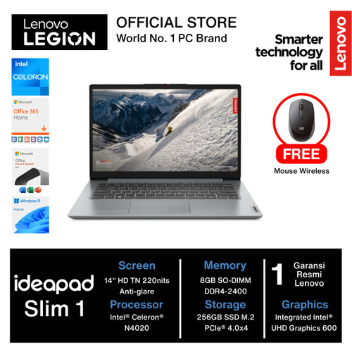 Lenovo Ideapad Slim 1 14IGL7 Celeron N4020 8GB 256GB W11