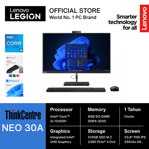 LENOVO AIO ThinkCentre NEO 30A-24 i5-12450H 8G 512GB 23.8" FHD OHS W11