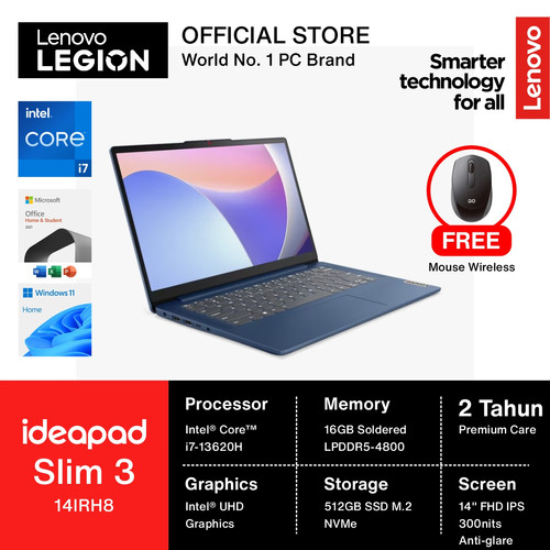 Lenovo IdeaPad Slim 3 14IRH8 I7 13620H 16GB 512GB W11+OHS