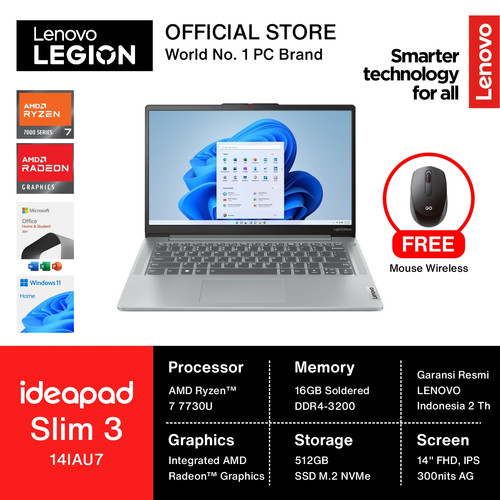 Lenovo IdeaPad SLIM 3 14ABR8 RYZEN 7 7730 16GB 512GB W11+OHS