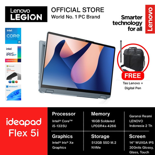 Lenovo Flex 5 14 OLED i5 1335 16GB 512SSD W11+OHS 14.0WUXGA 2in1 Touch